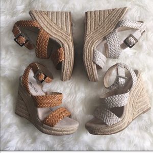 HOLD Michael Kors espadrille wedge tan pair